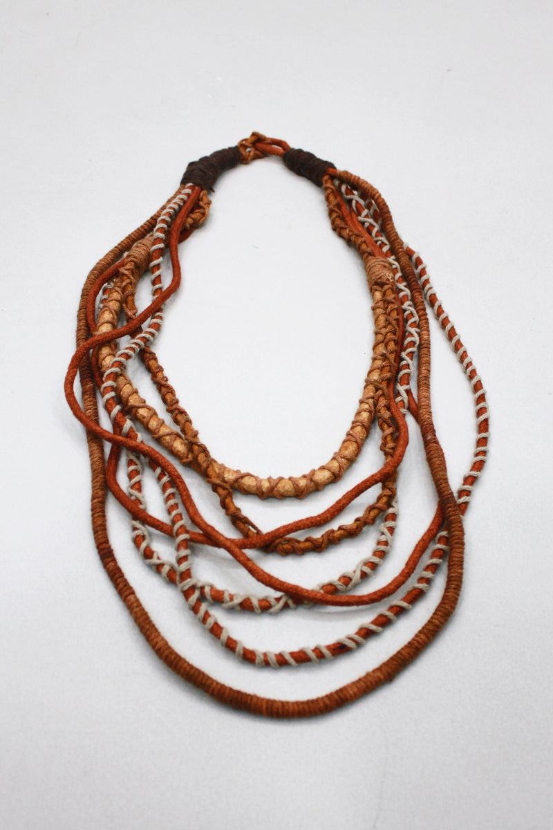 Colar Artesanal De Cordas Marrons Yacamim #411
