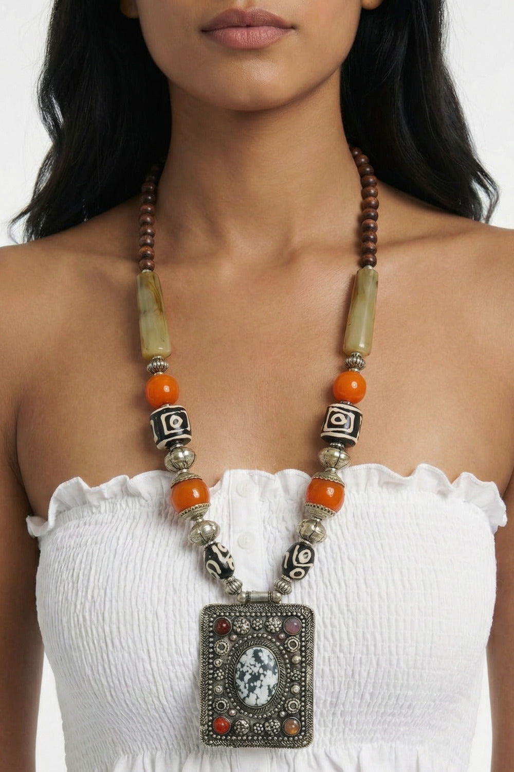 <br /> Colar Indiano Com Pedras Yacamim #827