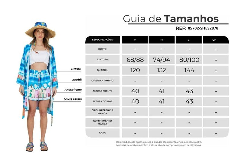 Shorts Azul Estampado Coleção Bahêa Yacamim R5