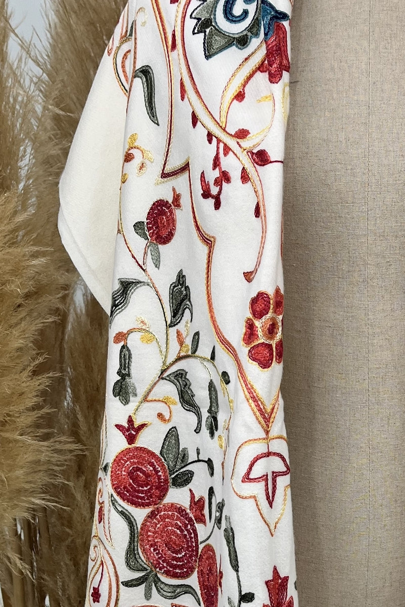 Cachecol Cashmere Off White Bordado Yacamim #236