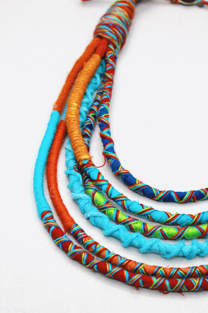 Colar Artesanal De Cordas Coloridas Yacamim #414