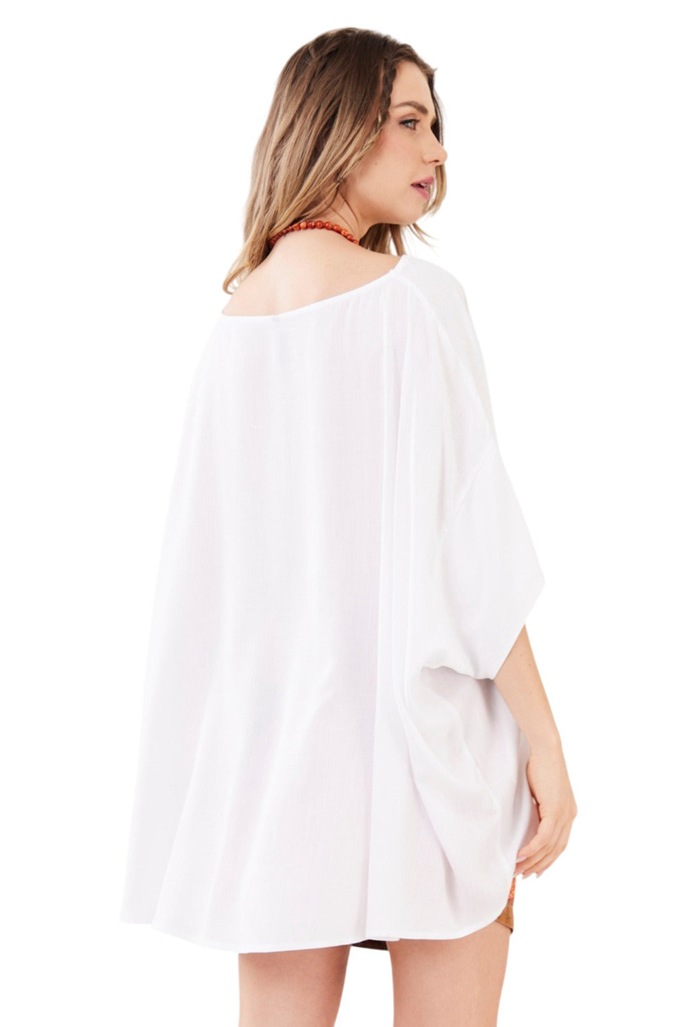 Bata Ampla Decote Ombro A Ombro Branco Yacamim B21