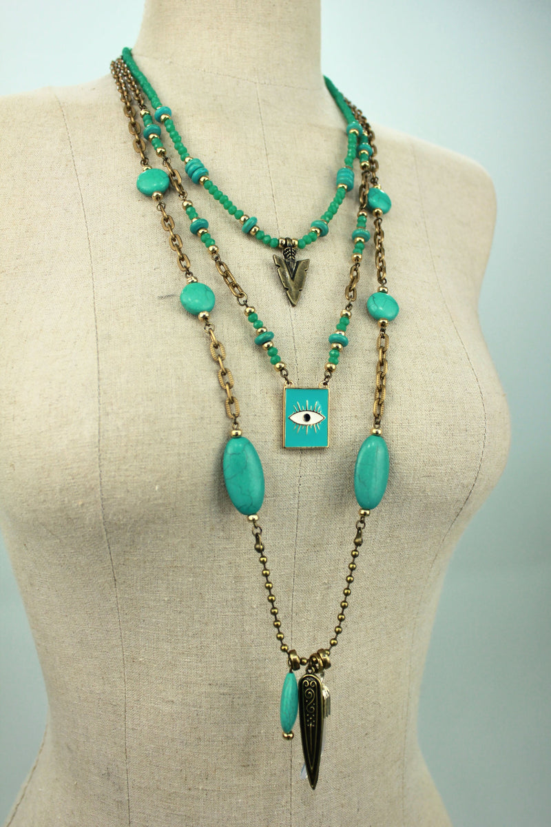 Colar Artesanal Com Pingentes De Pedras Yacamim #348