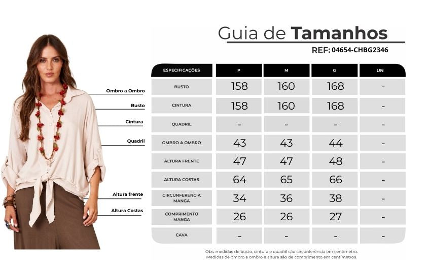 Camisa Mangas 3/4 Com Amarração Na Frente Bege Yacamim A1