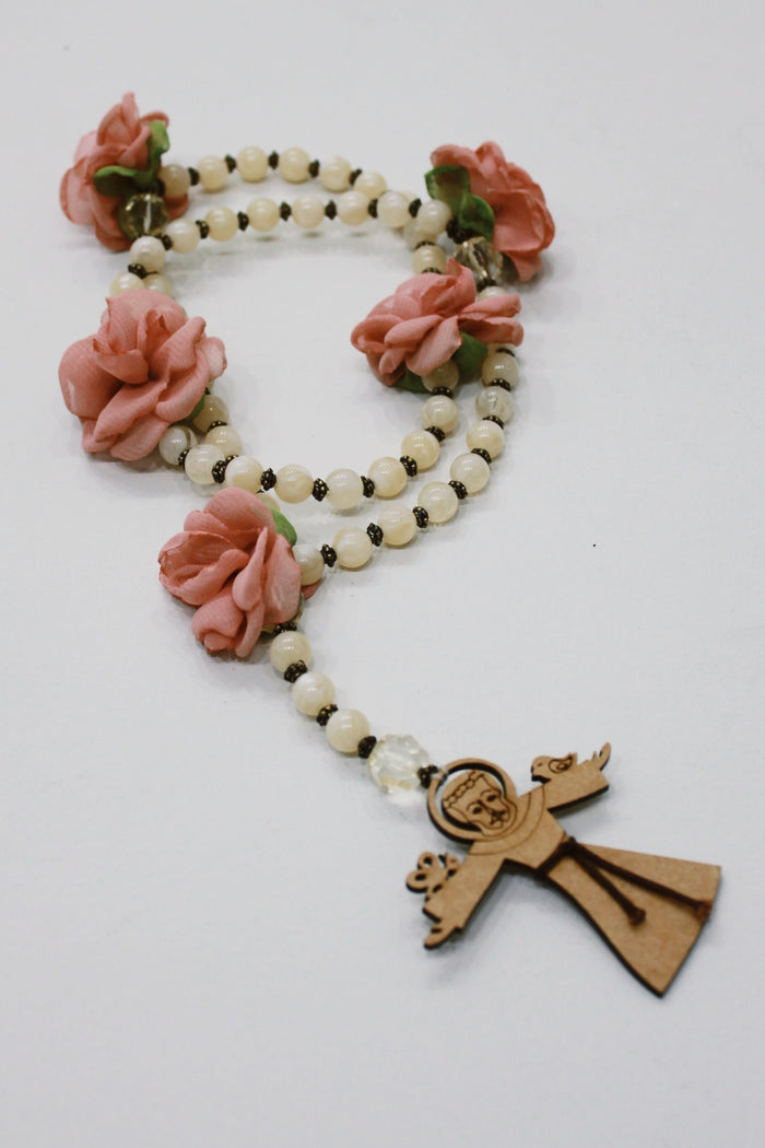 Colar Terço São Francisco De Assis Rosa Claro Yacamim #704