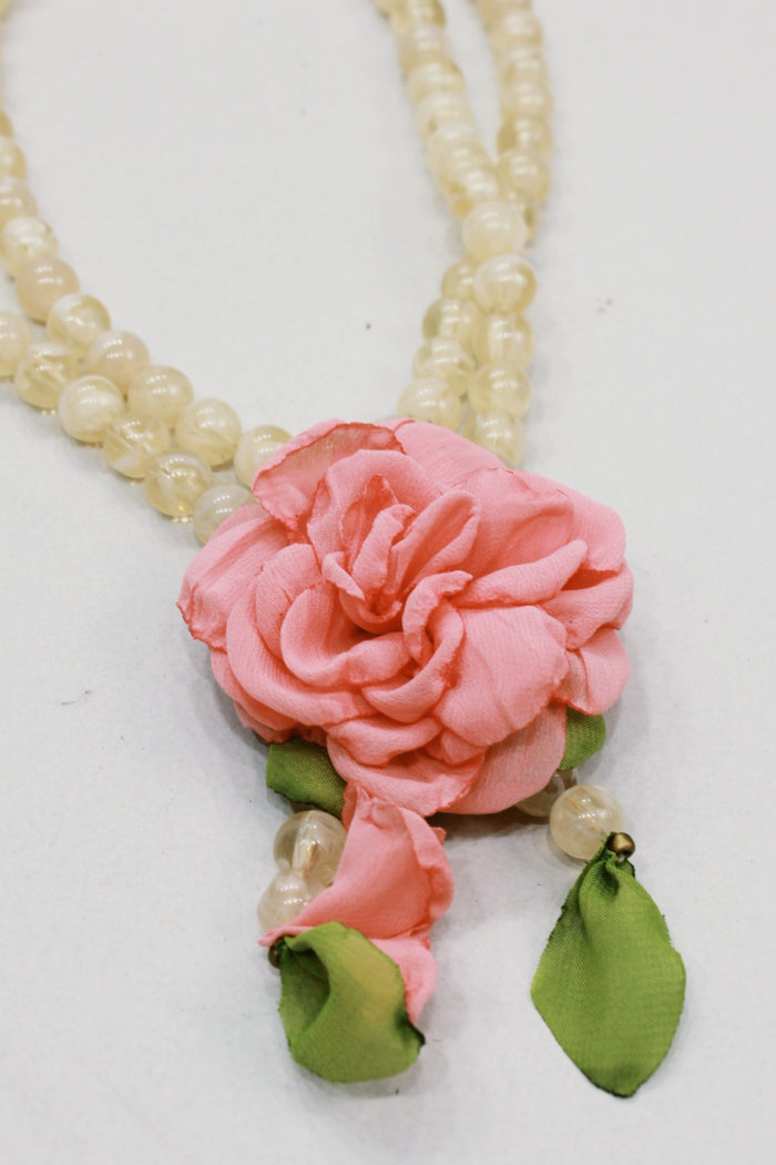 Colar Ave Maria Com Flor Rosa Yacamim #588