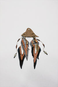 Brinco Artesanal De Couro Com Miçangas Yacamim #657