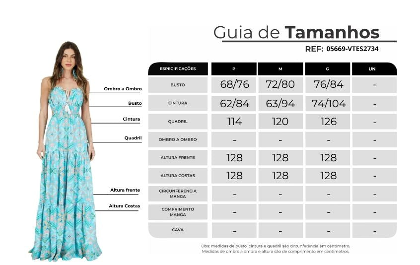 Vestido Longo Alças Azul Tiffany Estampado Yacamim C6