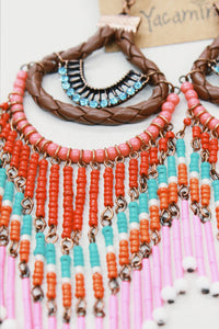 Brinco De Miçangas Rosa Yacamim #617