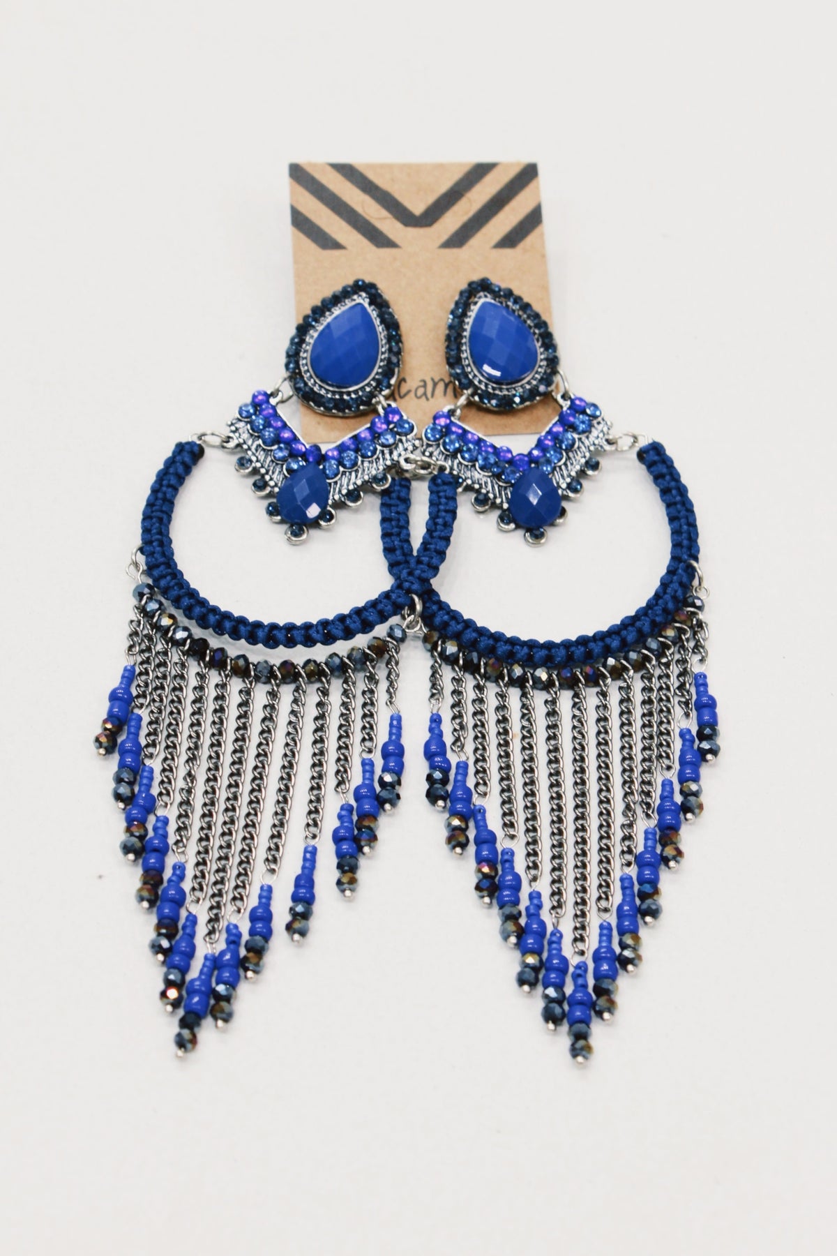 Brinco De Miçangas E Macramê Ultravioleta Yacamim #616