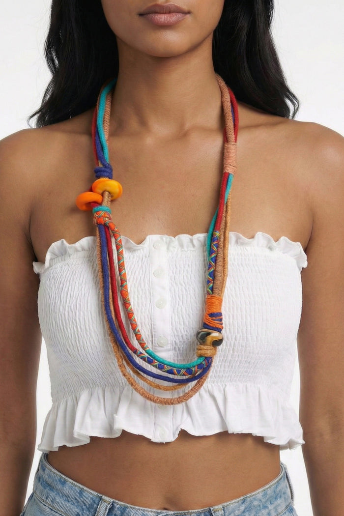 Colar Artesanal De Cordas Coloridas Yacamim #802