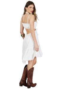 Vestido Curto De Viscolinho Off White Yacamim C25