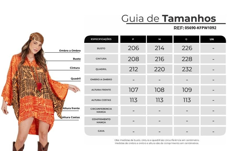 Bata Ampla Laranja Patchwork Yacamim B4