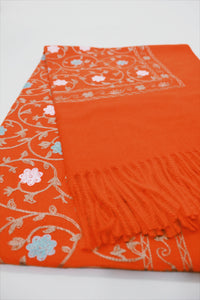 Cachecol Cashmere Laranja Bordado Yacamim #719