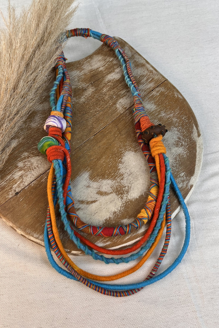 Colar Artesanal De Cordas Coloridas Yacamim #304