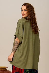 Chemise Curta Sem Bolsos Verde Musgo Yacamim M1