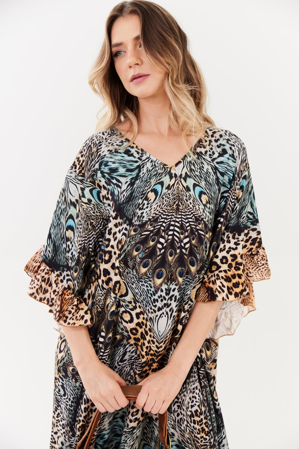 Kaftan Midi Animal Print Yacamim J10