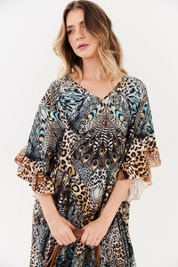 Kaftan Midi Animal Print Yacamim J10