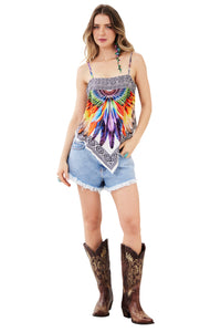 Cropped Lenço Off White Estampa Exclusiva Yacamim I5