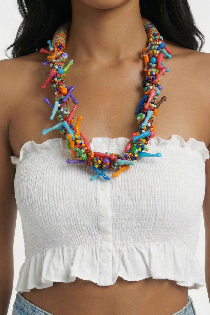 Colar Artesanal De Cordas Coloridas Yacamim #787