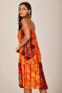 Vestido Curto Com Recortes Laranja Patchwork Yacamim C15