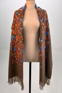 Cachecol Cashmere Marrom Bordado Yacamim #315