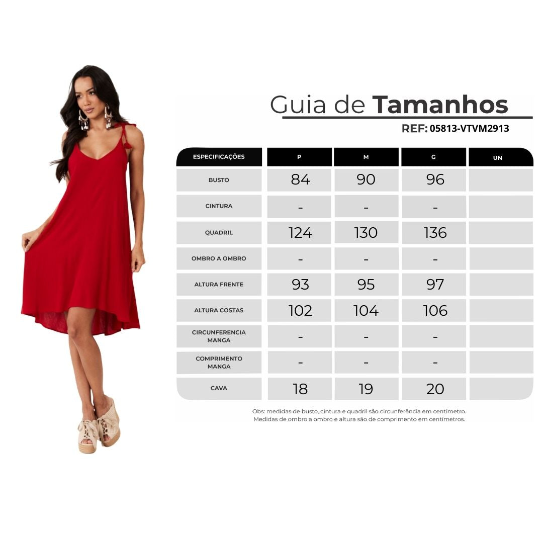 Vestido Curto Com Alças De Amarrar Vermelho Yacamim E6