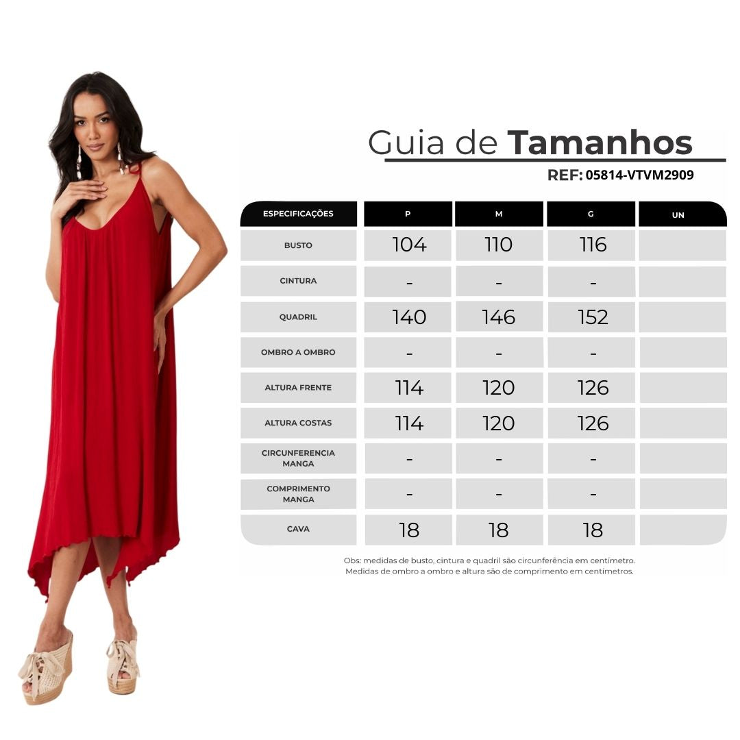 Vestido Midi Com Alças De Amarrar Vermelho Yacamim C20