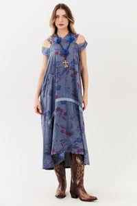 Vestido Midi Com Ombros Vazados E Capuz Yacamim D8