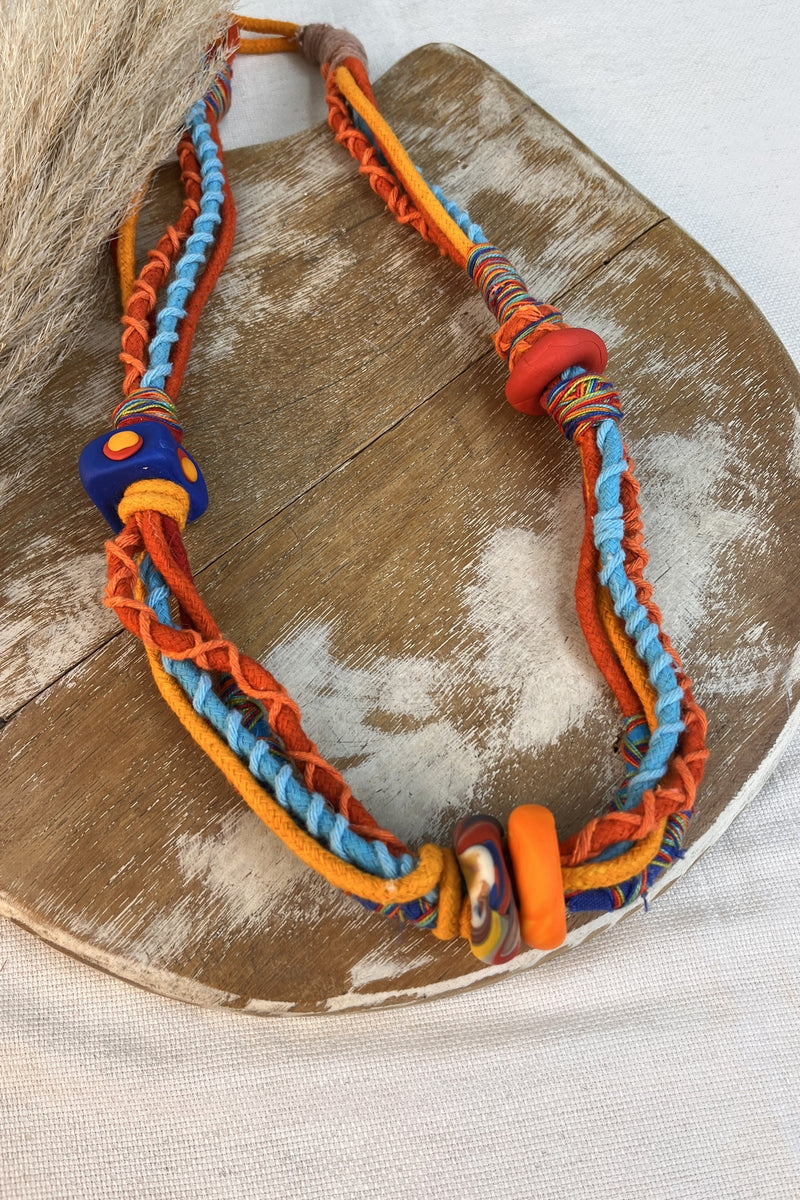 Colar Artesanal De Cordas Coloridas Yacamim #306