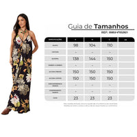 Vestido Longo Frente Única Preto Estampado Yacamim E20