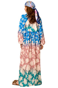 Chemise Longa Ampla Azul Rosê E Verde Degradê Yacamim N5