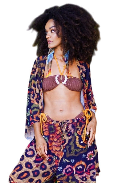 Kimono Curto Animal Print Coleção Bahêa Yacamim Q6