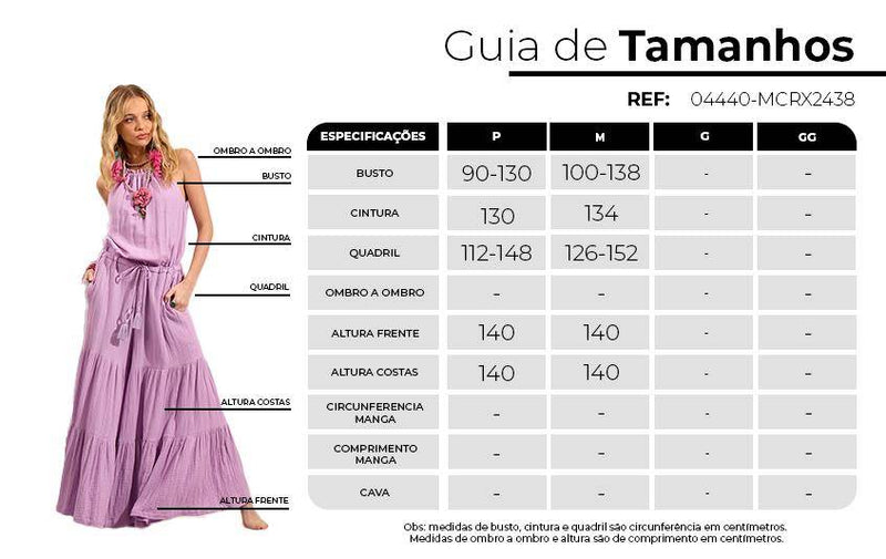 Macacão Amplo Pantalona Com Túnel De Regulagem Na Cintura Lilás Yacamim O3