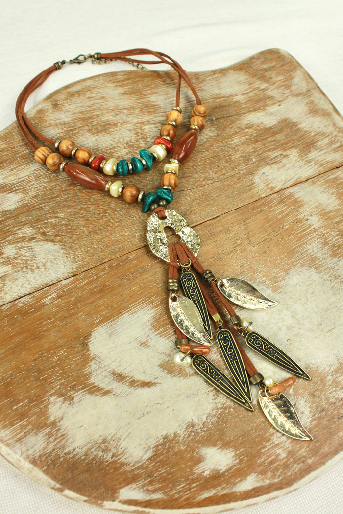 Colar Artesanal Com Pingentes De Pedras Yacamim #351