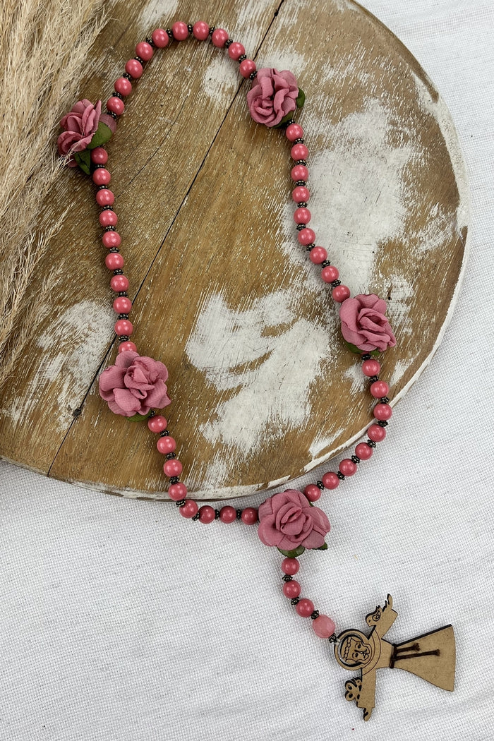 Colar Terço São Francisco De Assis Rosa Yacamim #167