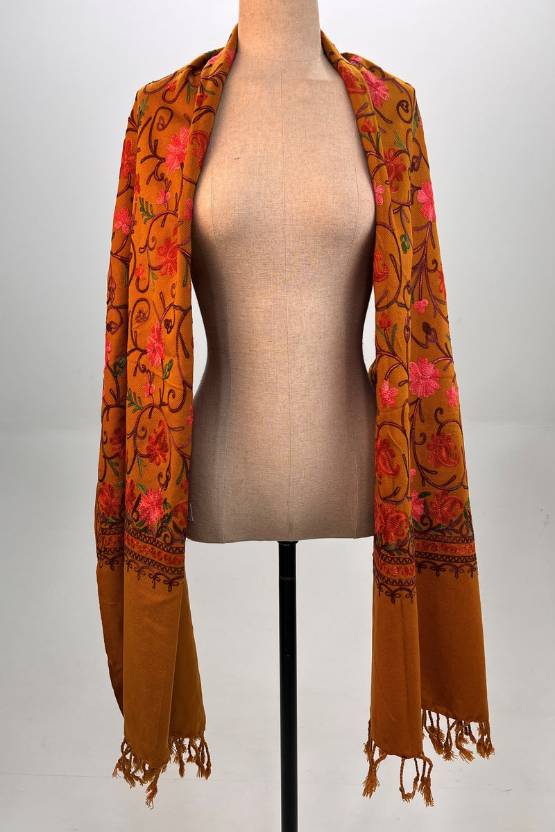 Cachecol Cashmere Caramelo Bordado Yacamim #335