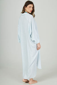 Chemise Longo Mangas Longas Azul Claro Listrado Yacamim P3