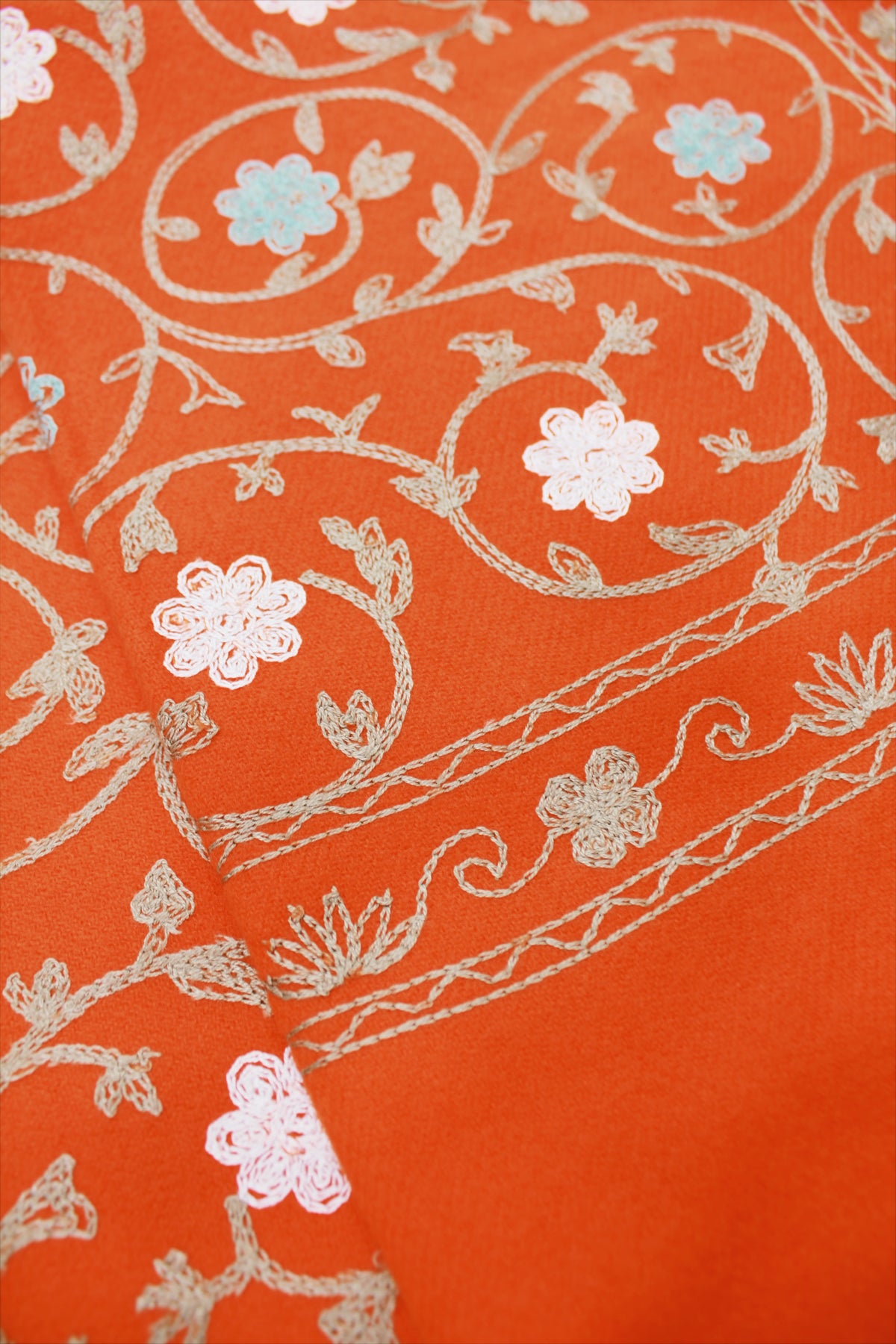 Cachecol Cashmere Laranja Bordado Yacamim #719