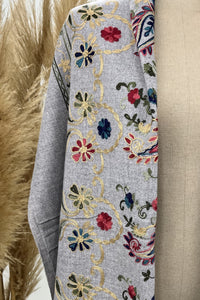 Cachecol Cashmere Cinza Bordado Yacamim #231