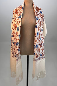 Cachecol Cashmere Branco Bordado Yacamim #324