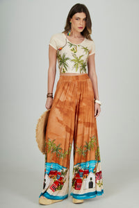 Calça Pantalona Marrom Cocada Coleção Bahêa Yacamim Q2