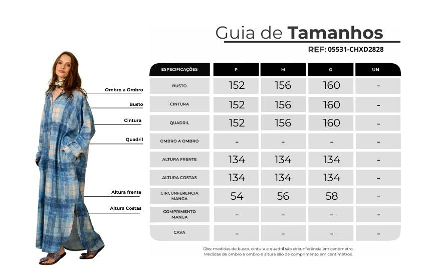 Chemise Longa De Algodão Azul Estampa Xadrez Yacamim M10