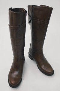 Bota De Couro Cano Longo Firenze Café Yacamim #469