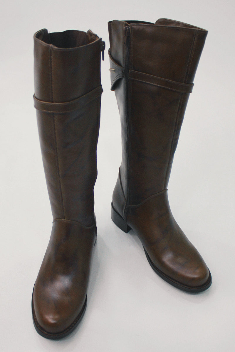 Bota De Couro Cano Longo Firenze Café Yacamim #469