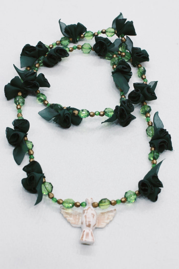 Colar Espírito Santo Flores Verde Escuro Yacamim #554