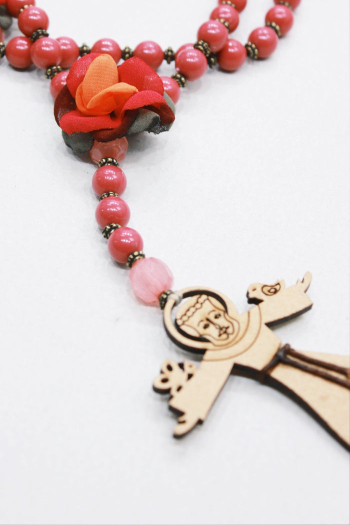 Colar Terço São Francisco De Assis Rosa Yacamim #551