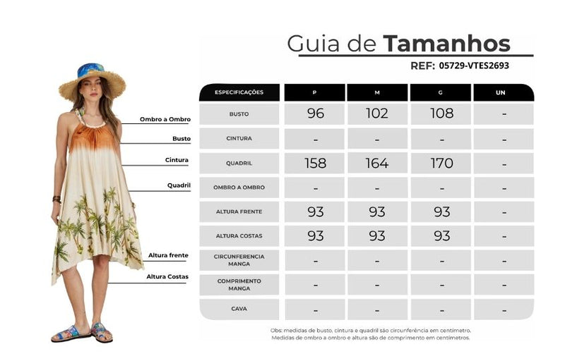 Vestido Curto Bege Coqueiros Coleção Bahêa Yacamim Q6