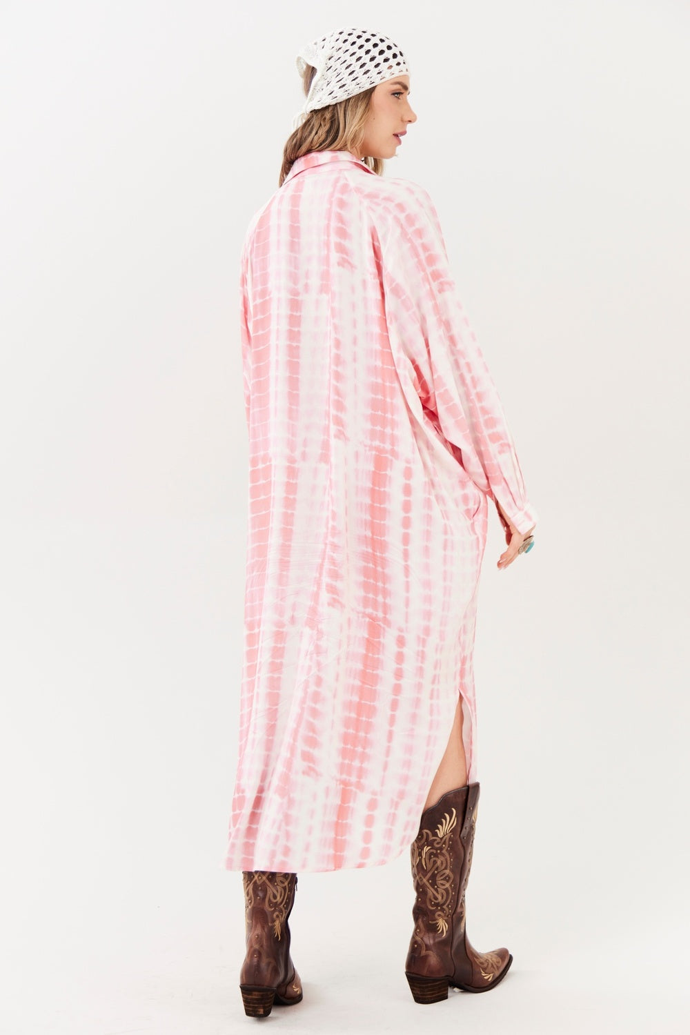 Chemise Midi Rosa Tie Dye Digital Yacamim M8