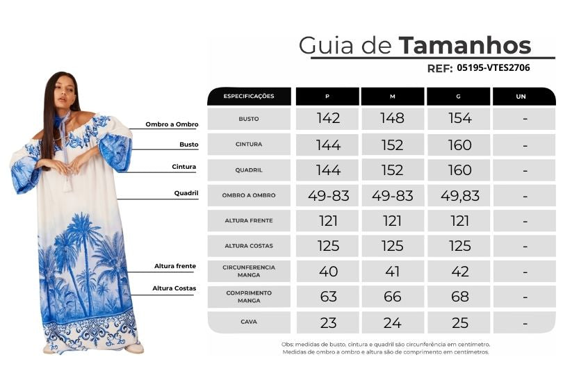 Vestido Longo Ciganinha Azul Estampado Yacamim C8